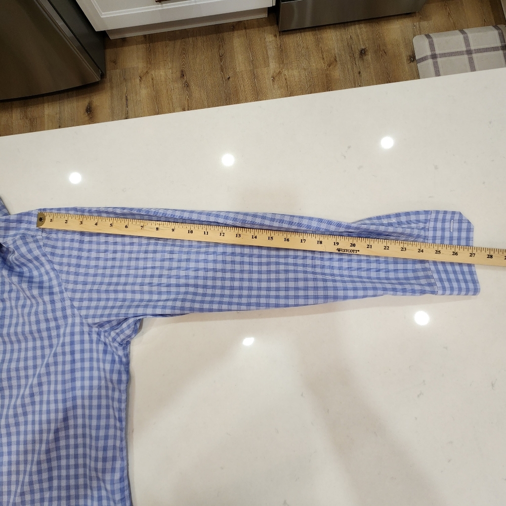 NWOT ETON Button Up Shirt 18 46 Contemporary Blue Check Gingham 100% Cotton - Picture 10 of 13